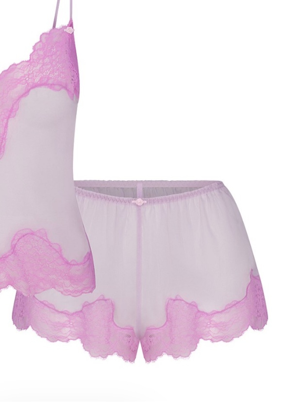 SKIMS Women's Pink Lace-Trim Sleep Shorts - Large - Picture 4 of 4